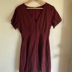 Madewell Burgundy Mini Dress with Button Detail
